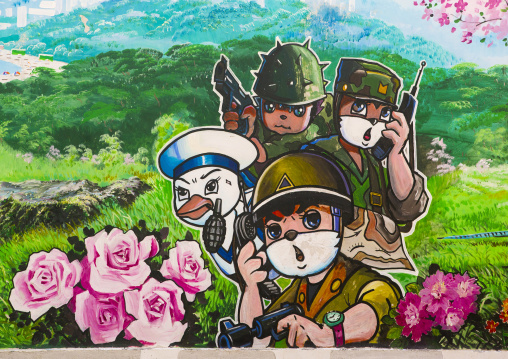 Cartoon fresco at Songdowon international children's camp, Kangwon Province, Wonsan, North Korea