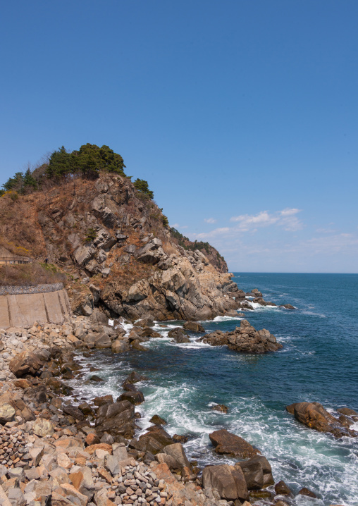 Rocky coastline on the east sea, North Hamgyong Province, Chilbo Sea, North Korea