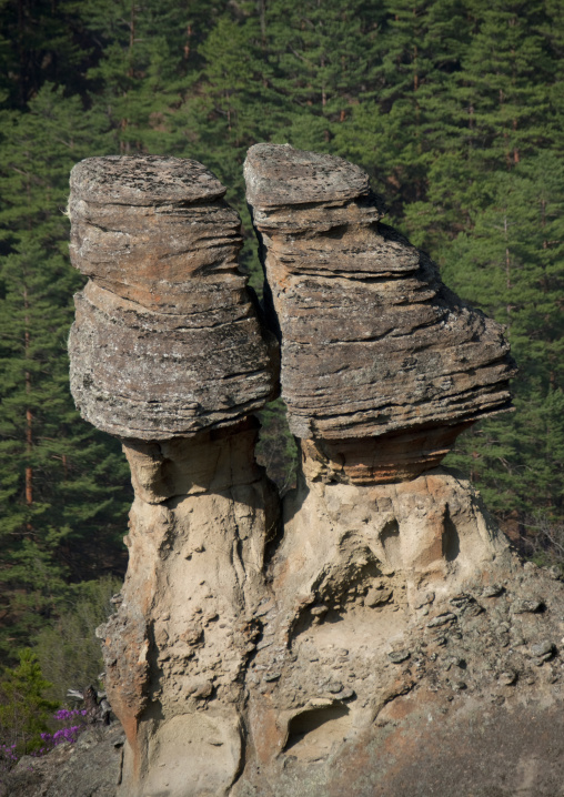Phallic rock formations, North Hamgyong province, Chilbosan, North Korea