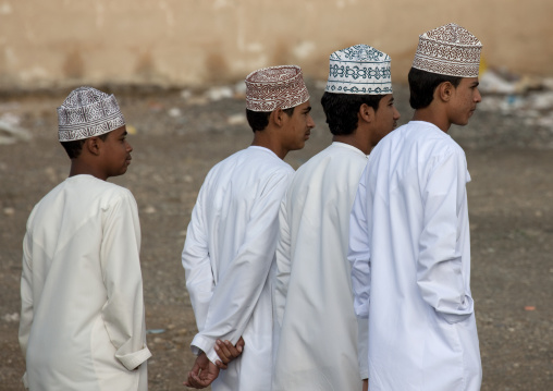 Figures Of Four Teenagers Wearing White Dishdasha, Sinaw, Oman