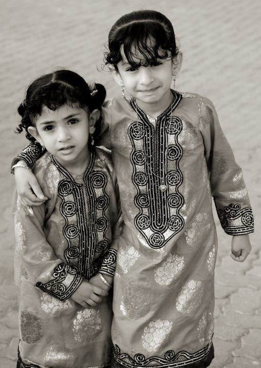 Two Bedouin Girls In Traditional Cloths, Sinaw, Oman