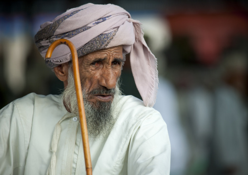 Portrait Of Old Bedouin Man Wearing Dishdasha, Sinaw, Oman