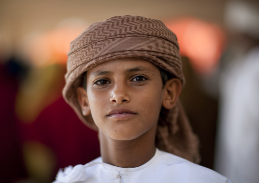 Portrait Of Bedouin Boy Wearing Turban, Sinaw, Oman