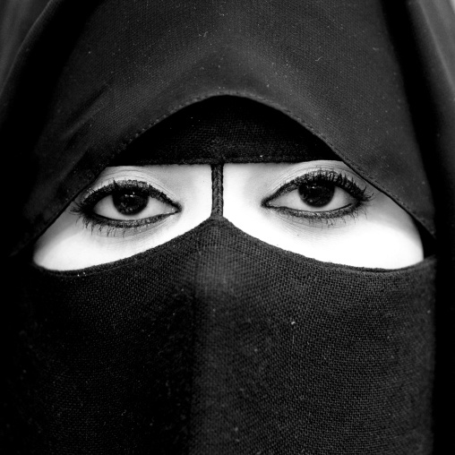 Portrait Of Bedouin Woman In Black And White, Salalah, Oman