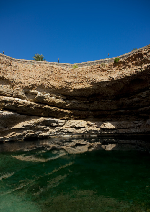 Green Water Of The Magnificient Bimah Sinkhole, Oman