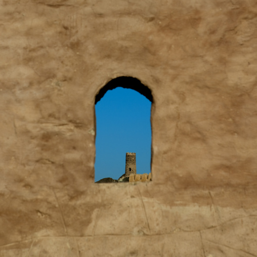 View Of Castle From Small Loophole Omani Architecture, Birkat Al Mauz, Oman