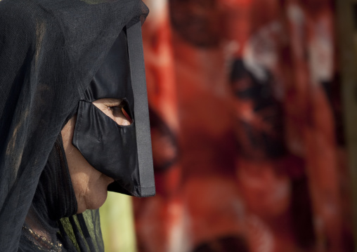 Bedouin Masked Woman In Sinaw, Oman