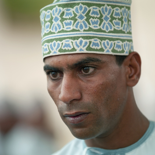 A Man Wearing A Green Cap, Nizwa, Oman