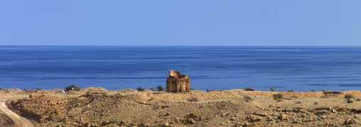 Bibi Mariam Tomb In The Background Of The Blue Sea, Muscat, Oman