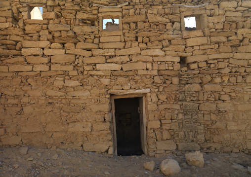 A Type Of Old Dhofari House Built By Rocks With Small Windows On The Wall, Taqa, Oman