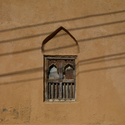 Wooden Carved Window Of An Old House, Mirbat, Oman