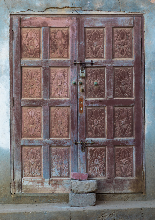 Omani wooden door, Dhofar Governorate, Mirbat, Oman