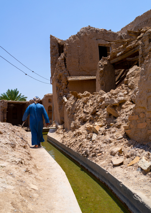 Falaj transporting water thru an old village, Ad Dakhiliyah ‍Governorate, Birkat Al Mouz, Oman