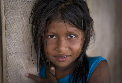 Panama, Darien Province, Bajo Chiquito, Portrait Of An Embera Tribe Girl