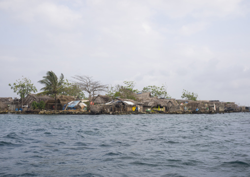 Panama, San Blas Islands, Mamitupu, Kuna Tribe Typical Homes
