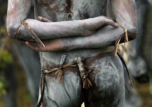Mudman back from Asaro during a sing-sing, Western Highlands Province, Mount Hagen, Papua New Guinea