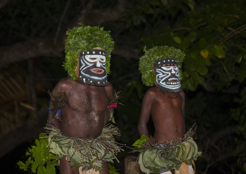 Men during a Malagan tatuana masks dance, New Ireland Province, Langania, Papua New Guinea