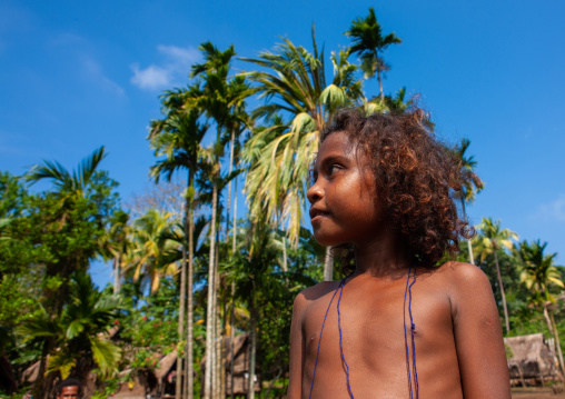 Girl in a village, Milne Bay Province, Trobriand Island, Papua New Guinea