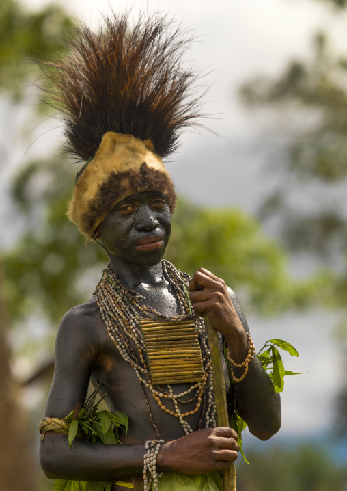 Highlander boy during a sing sing, Western Highlands Province, Mount Hagen, Papua New Guinea