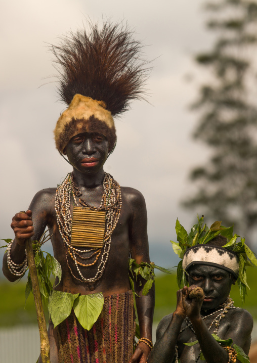 Highlander boys during a sing sing, Western Highlands Province, Mount Hagen, Papua New Guinea
