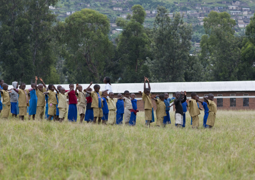 Rwandan pupils outside of a school, Lake Kivu, Gisenye, Rwanda