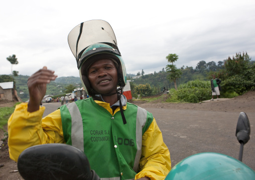 Taxi moto man, Lake Kivu, Gisenye, Rwanda