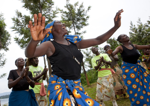 Rwandan women performing a traditional dance, Lake Kivu, Nkombo, Rwanda