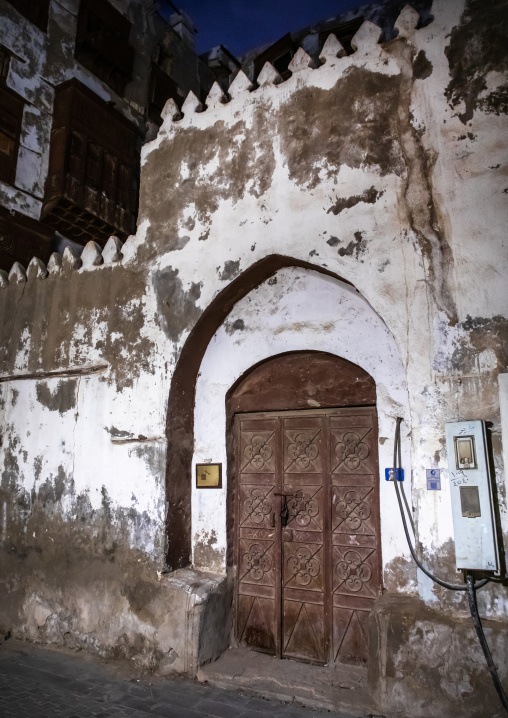Wooden door of an old house in al-Balad quarter, Mecca province, Jeddah, Saudi Arabia