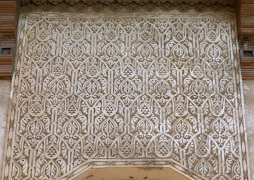 Carved plasterwork on a door, Mecca province, Jeddah, Saudi Arabia