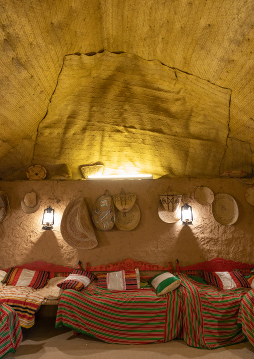 Decoration inside a traditional al Ousha Attiniya house, Jizan Province, Jizan, Saudi Arabia