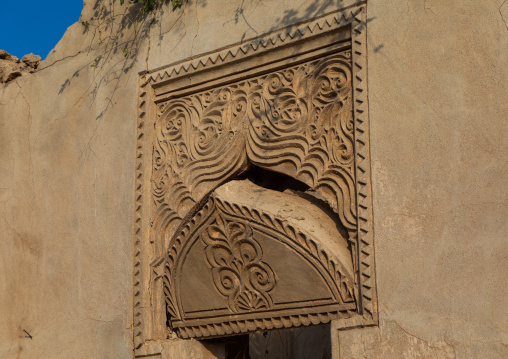 Doorway gypsum decoration of a farasani house, Red Sea, Farasan, Saudi Arabia