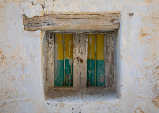 Wooden window of an old house, Asir province, Abha, Saudi Arabia
