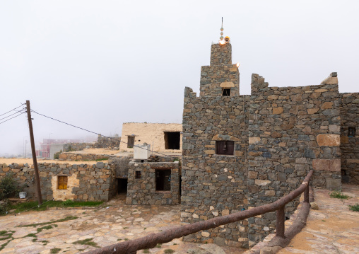 Old mosque built in stones in heritage village, Asir province, Al Olayan, Saudi Arabia