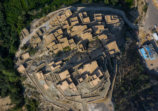 Dhee Ayn marble village aerial view, Al-Bahah region, Al Mukhwah, Saudi Arabia