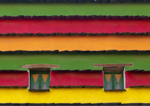 Bin hamsan house multicolored walls, Asir province, Khamis Mushait, Saudi Arabia
