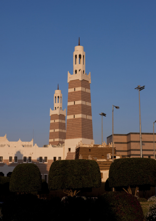Mosque with two minarets, Asir province, Abha, Saudi Arabia