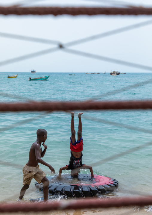 Somali children playing in the sea, Sahil region, Berbera, Somaliland