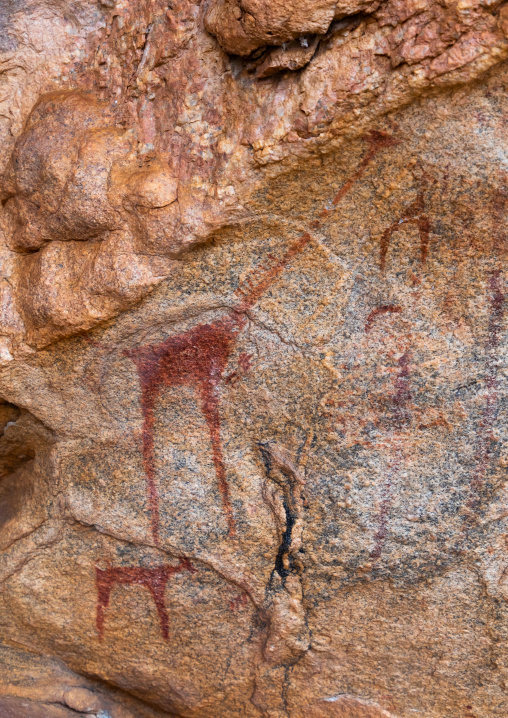 Cave paintings and petroglyphs depicting giraffes, Woqooyi Galbeed, Laas Geel, Somaliland