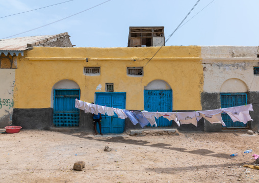 Clothes drying in the sun, Sahil region, Berbera, Somaliland