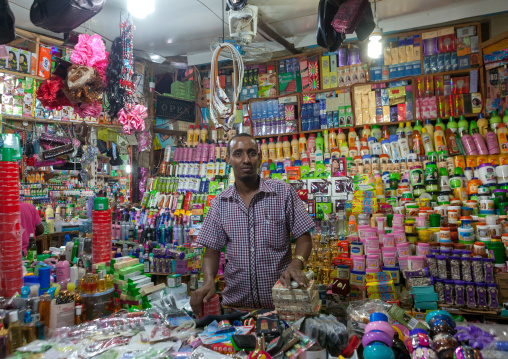 Somali vendor in a beauty shop in the market, Woqooyi Galbeed region, Hargeisa, Somaliland