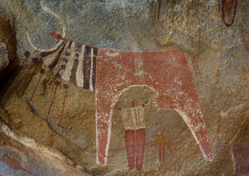 Laas Geel Rock Art Caves, Paintings Depicting Cows And Human Beings, Hargeisa, Somaliland