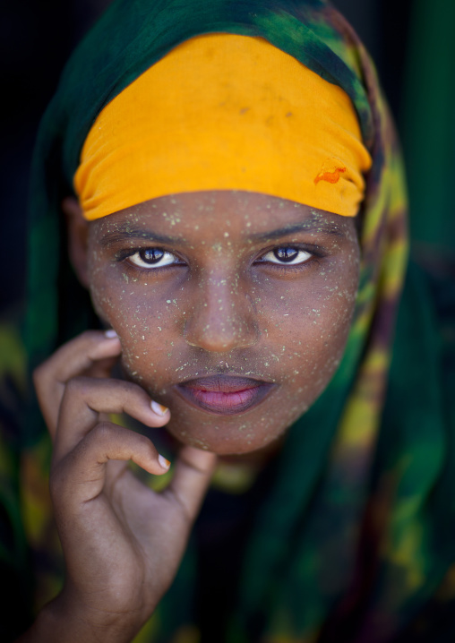 Portrait Of A Teenage Girl Wearing Qasil On Her Face, Berbera, Somaliland