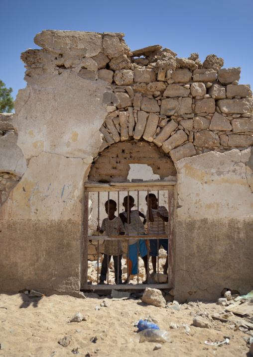 Children In The Door Of A Ruined Former Ottoman Empire House, Berbera Area, Somaliland