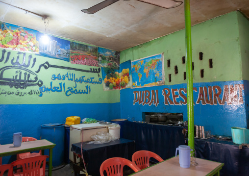 Inside a restaurant with decorated walls, Woqooyi Galbeed region, Hargeisa, Somaliland