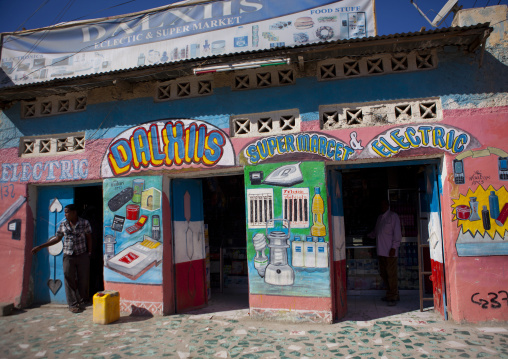Colorful Painted Entrance Of A Supermarket Shop, Boorama, Somaliland