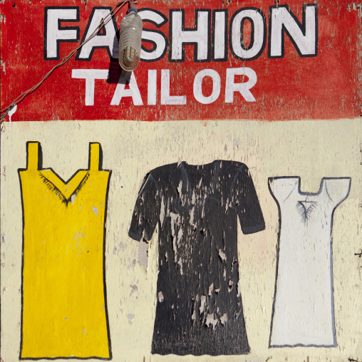 A Painted Bilboard Advertising For A Tailor Shop, Boorama, Somaliland