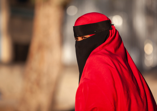 Portrait of a somali woman wearing a niqab, Woqooyi Galbeed region, Hargeisa, Somaliland