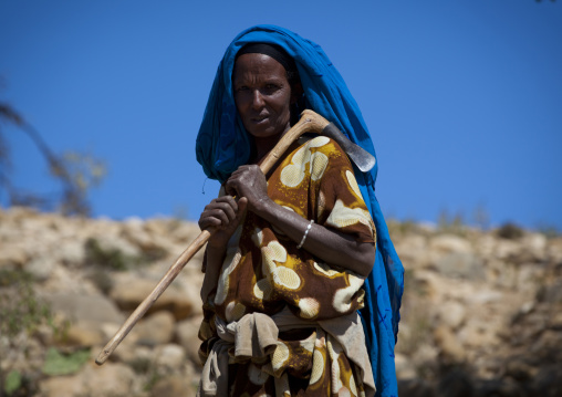Nomad Mature Woman Is Carrying An Axe, Zeila, Somaliland