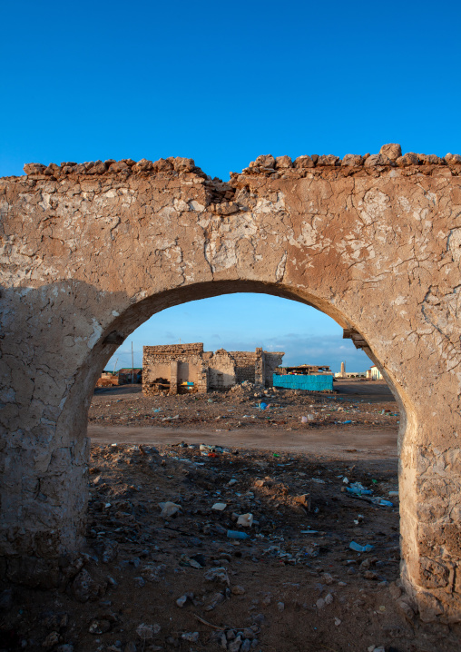 Ruins of a house in the old town after the somalian civil war, Awdal region, Zeila, Somaliland