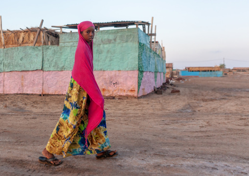 Somali girl passing in the street, Awdal region, Zeila, Somaliland